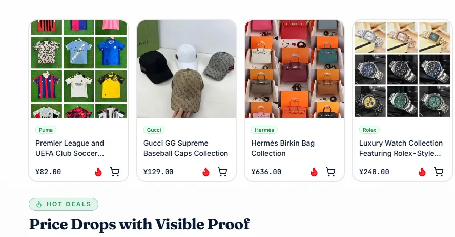 Catalogue product cards with photos and listing information