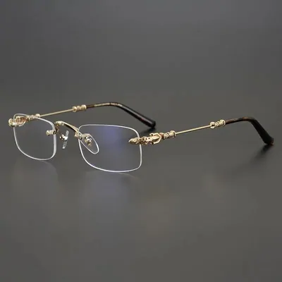Eyewear in the catalogue: Gold Rimless Eyeglasses with Tortoiseshell Temples